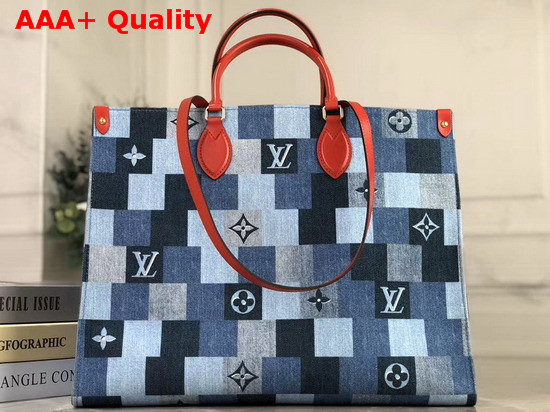 Louis Vuitton Onthego GM Tote Bag Monogram Denim Canvas with a Pattern of Patchwork Squares M44992 Replica
