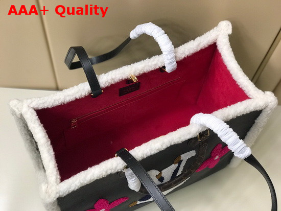Louis Vuitton Onthego GM Tote in Grained Black Leather with Shearling Inserts M56958 Replica