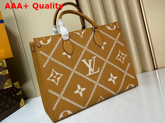 Louis Vuitton Onthego MM Arizona Embroidered Embossed Supple Grained Cowhide Leather M46015 Replica