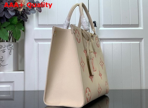 Louis Vuitton Onthego MM Bicolor Monogram Empreinte Leather Creme Rose Trianon M21575 Replica