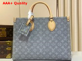 Louis Vuitton Onthego MM Monogram Denim Washed Gray M13189 Replica