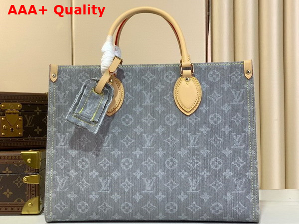 Louis Vuitton Onthego MM Monogram Denim Washed Gray M13189 Replica