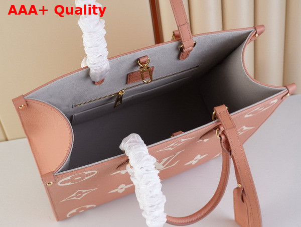 Louis Vuitton Onthego MM Monogram Empreinte Leather Rose Trianon Creme M46286 Replica