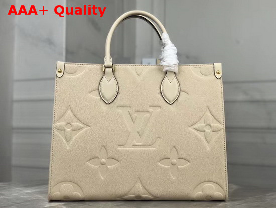 Louis Vuitton Onthego MM Tote Bag Cream Monogram Empreinte Leather Replica