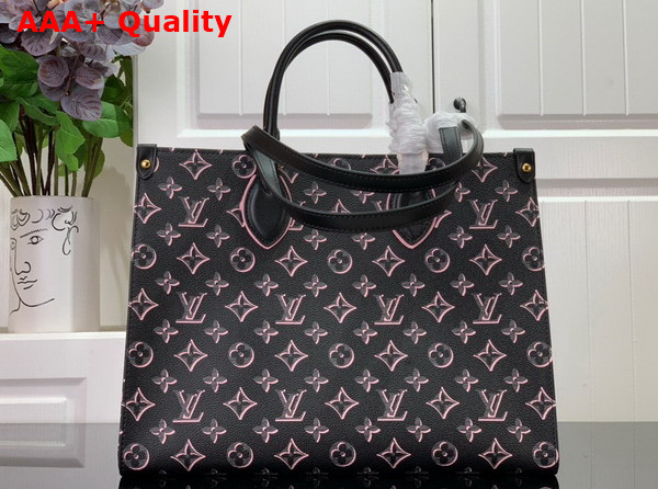 Louis Vuitton Onthego MM Tote Bag in Black Monogram Coated Canvas M46154 Replica