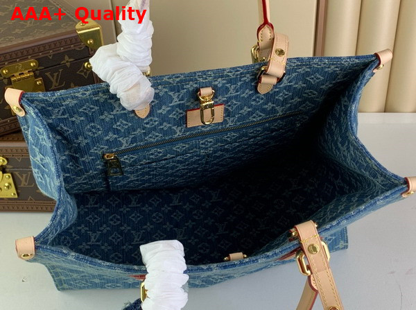 Louis Vuitton Onthego MM Tote Bag in Blue Monogram Denim Replica