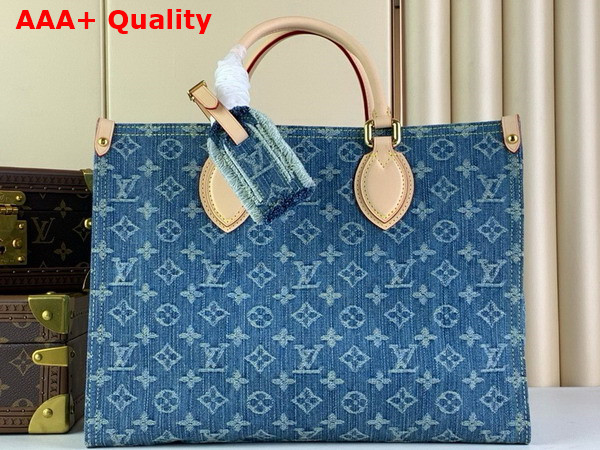 Louis Vuitton Onthego MM Tote Bag in Blue Monogram Denim Replica