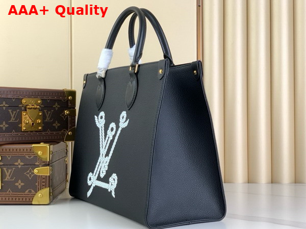 Louis Vuitton Onthego MM Tote Bag in Navy Blue Grained Calfskin Nautical Collection M24834 Replica