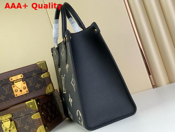 Louis Vuitton Onthego MM Tote Black Beige Bicolor Monogram Empreinte Leather M45495 Replica