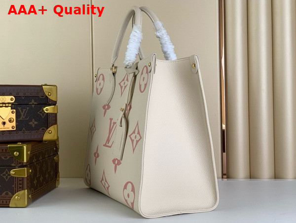 Louis Vuitton Onthego MM Tote Creme Rose Trianon Bicolor Monogram Empreinte Leather M21575 Replica