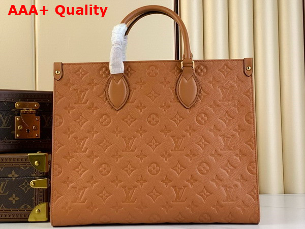 Louis Vuitton Onthego MM Tote in Cognac Monogram Empreinte Leather Replica