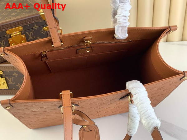 Louis Vuitton Onthego MM Tote in Cognac Monogram Empreinte Leather Replica