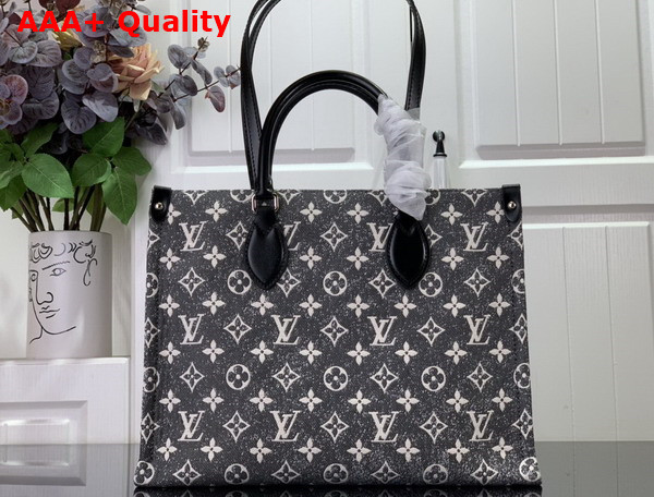 Louis Vuitton Onthego MM Tote in Gray Monogram Jacquard Denim M46448 Replica