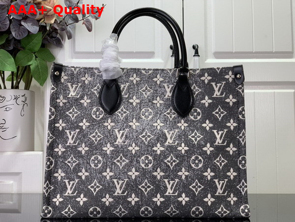 Louis Vuitton Onthego MM Tote in Gray Monogram Jacquard Denim M46448 Replica