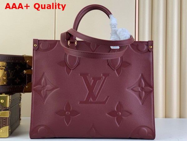 Louis Vuitton Onthego MM Tote in Wine Red Monogram Empreinte Embossed Grained Cowhide Leather M46601 Replica