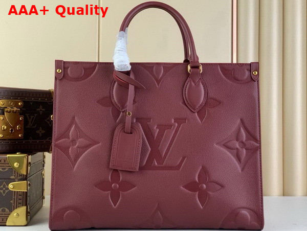 Louis Vuitton Onthego MM Tote in Wine Red Monogram Empreinte Embossed Grained Cowhide Leather M46601 Replica