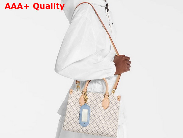 Louis Vuitton Onthego PM Azure Blue and Sand Calfskin LV Romance Collection M15138 Replica