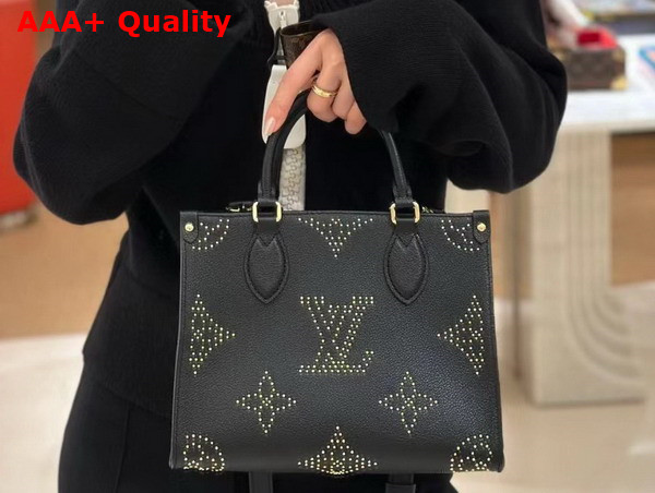 Louis Vuitton Onthego PM Handbag in Black Monogram Empreinte Grained Cowhide Leather with Studs M46733 Replica