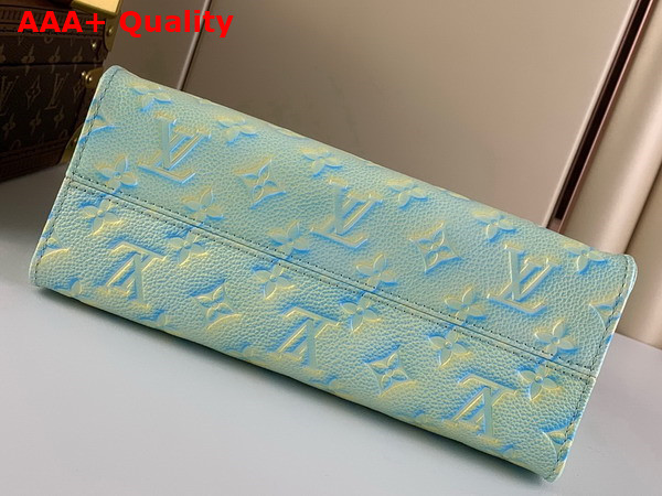 Louis Vuitton Onthego PM Tote Bag Vert Deau Green Sprayed and Embossed Grained Cowhide Leather Replica