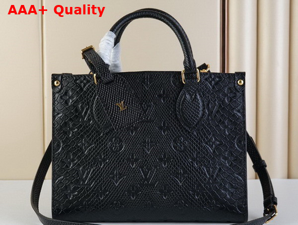Louis Vuitton Onthego PM Tote Bag in Black Monogram Empreinte Python Leather N81295 Replica