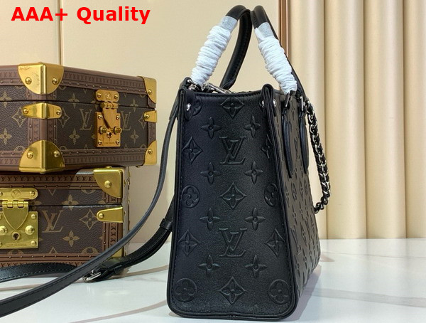 Louis Vuitton Onthego PM Tote in Black Monogram Debossed Calf Leather M14576 Replica