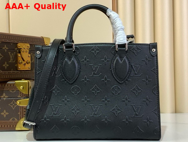 Louis Vuitton Onthego PM Tote in Black Monogram Debossed Calf Leather M14576 Replica