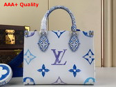 Louis Vuitton Onthego PM Tote in Blue Monogram Coated Canvas Replica