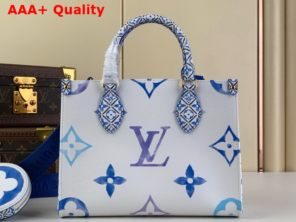 Louis Vuitton Onthego PM Tote in Blue Monogram Coated Canvas Replica