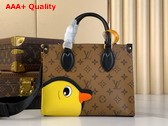 Louis Vuitton Onthego PM Tote in Monogram Reverse Coated Canvas with Calfskin Patch M47199 Replica