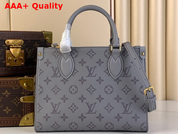 Louis Vuitton Onthego PM Tote in Trianon Gray Monogram Ink Leather Replica