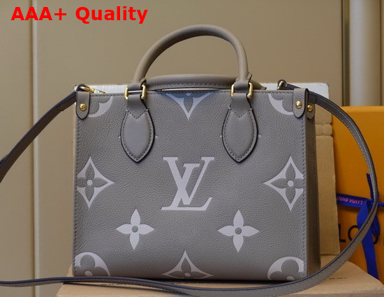 Louis Vuitton Onthego PM Tourterelle Creme Bicolor Monogram Empreinte Leather M45779 Replica
