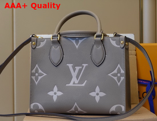 Louis Vuitton Onthego PM Tourterelle Creme Bicolor Monogram Empreinte Leather M45779 Replica