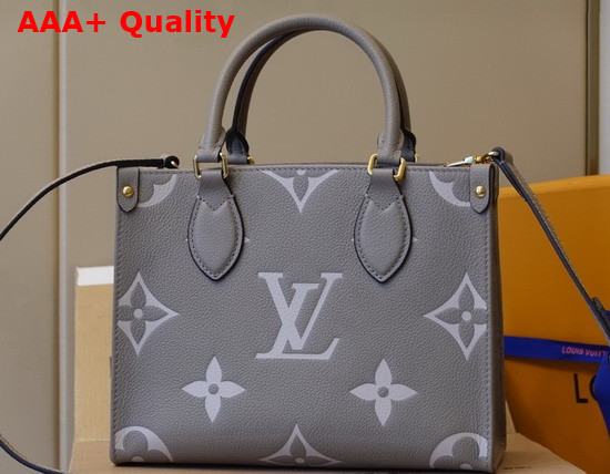 Louis Vuitton Onthego PM Tourterelle Creme Bicolor Monogram Empreinte Leather M45779 Replica