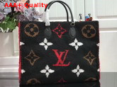 Louis Vuitton Onthego Tote Bag Bag in Black and Coquelicot Red Shearling M55421 Replica