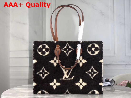 Louis Vuitton Onthego Tote Bag in Brown and Creme Beige Shearling M55420 Replica