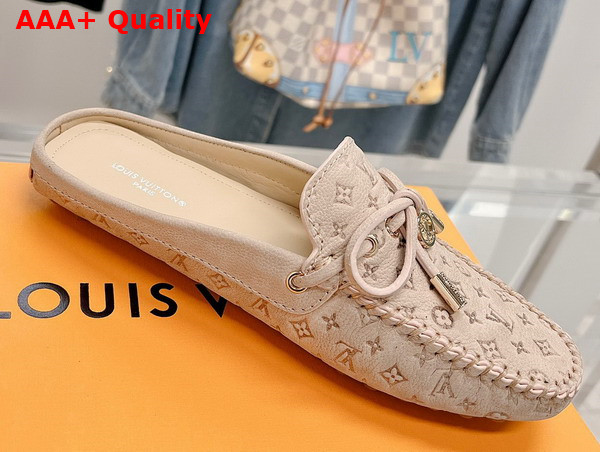 Louis Vuitton Open Back Gloria Loafer in Beige Monogram Embossed Calf Leather Replica