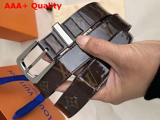Louis Vuitton Ouest 30mm Belt in Brown Monogram Glaze Leather Strap MP056U Replica