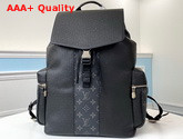 Louis Vuitton Outdoor Backpack Black Taiga Leather with Monogram Eclipse Canvas M30417 Replica