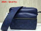 Louis Vuitton Outdoor Messenger PM Blue Taiga Cowhide Leather and Monogram Canvas Replica