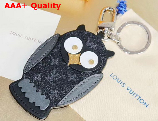 Louis Vuitton Owl Bag Charm and Key Holder Monogram Eclipse Canvas and Calf Leather M69482 Replica