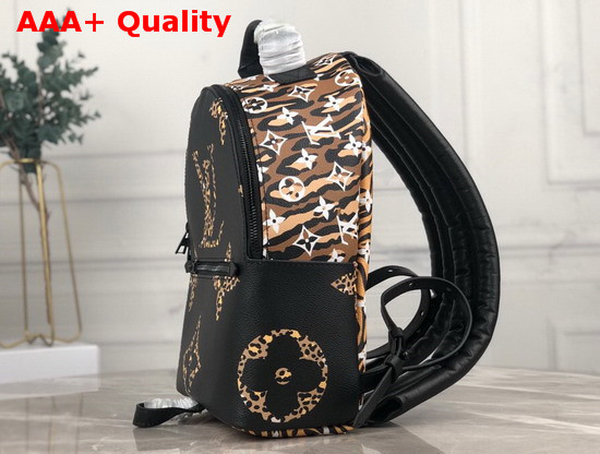 Louis Vuitton Palm Springs Backpack PM Black and Caramel Monogram Motif with Leopard and Zebra Skin Patterns M44718 Replica