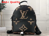 Louis Vuitton Palm Springs Backpack PM Black and Caramel Monogram Motif with Leopard and Zebra Skin Patterns M44718 Replica
