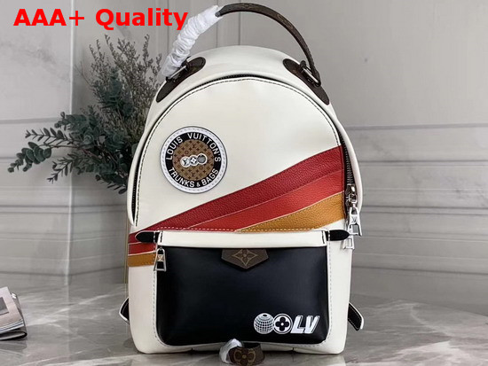 Louis Vuitton Palm Springs PM White Smooth Calfskin Leather with Colorful Stripes and LV Patches M55797 Replica