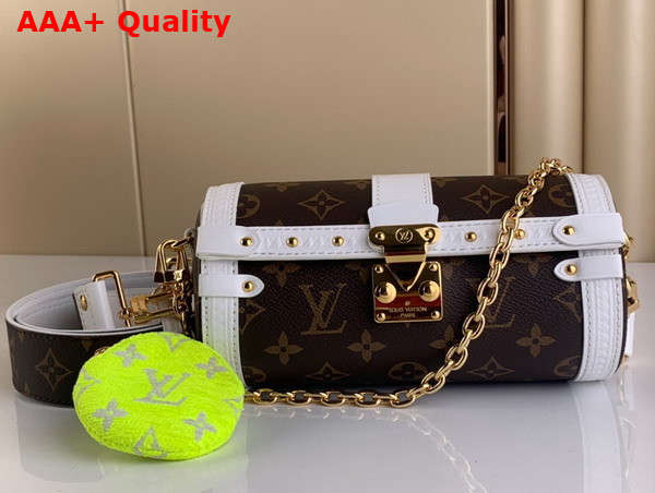 Louis Vuitton Papillon Trunk Handbag Combines Canvas with White Leather Trim M81485 Replica
