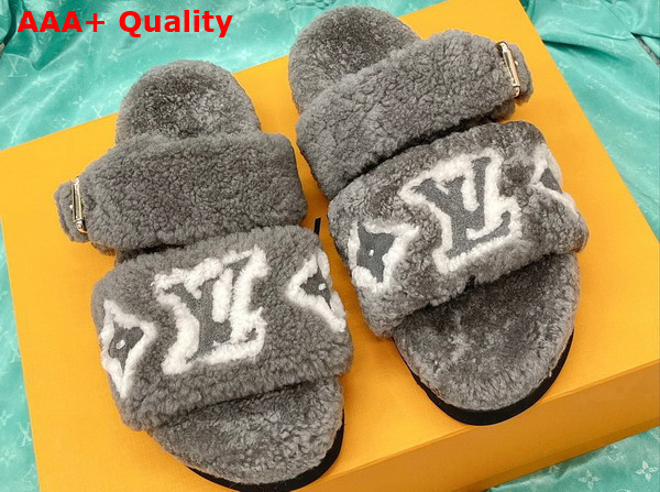 Louis Vuitton Paseo Flat Comfort Mule Grey Shearling 1AACS2 Replica