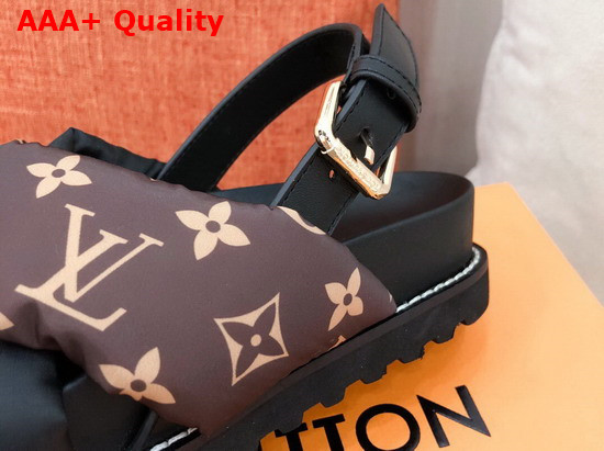 Louis Vuitton Paseo Flat Comfort Sandal Cacao Brown Padded Nylon and Calf Leather 1A8SUA Replica