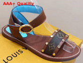 Louis Vuitton Passenger Sandal Cognac Brown Calf Leather and Patent Monogram Canvas 1A4W0N Replica