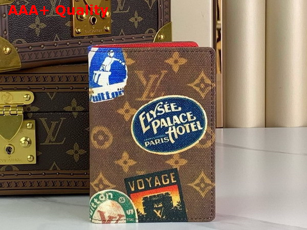 Louis Vuitton Passport Cover in Monogram Coated Canvas Printed with Vintage Hotel Labels M83519 Replica