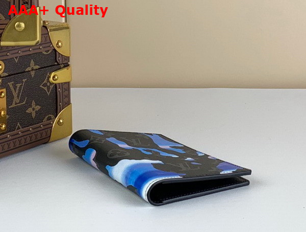 Louis Vuitton Passport Covers Blue and Purple Sunrise Monogram Eclipse Coated Canva Replica