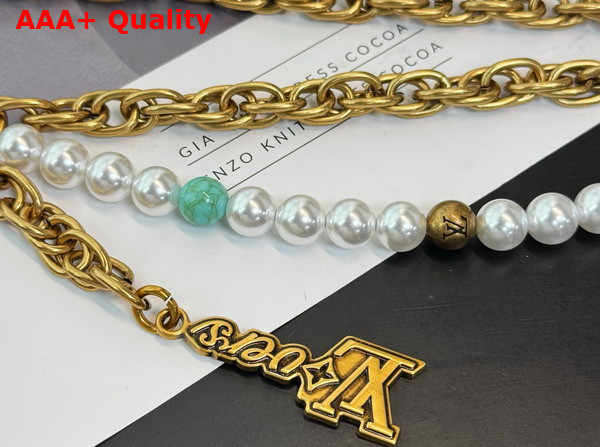 Louis Vuitton Pearls Chain Belt and Bag Charm Multicolor M02097 Replica